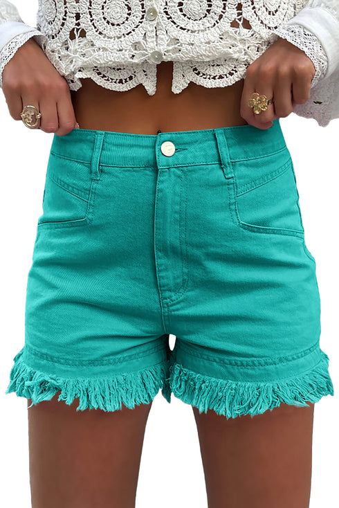 Frayed Edge Mid Rise Denim Shorts